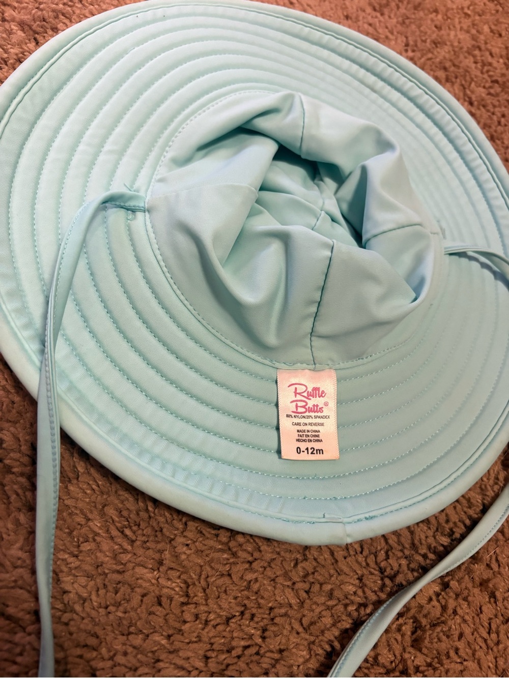 Ruffle Butts Pastel Blue Wide-Brim Sun Hat with Chin Strap - Picture 2 of 3